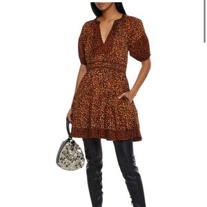 ulla johnson mariana leopard animal print mini dress